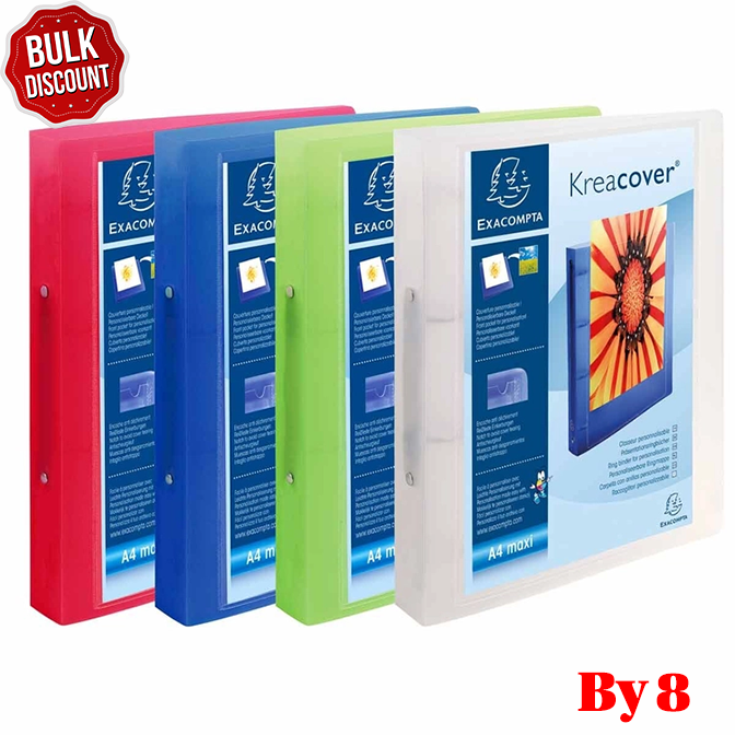 BULK DISCOUNT: Box of 8 Customisable Soft Ring Files 40mm (Exacompta)